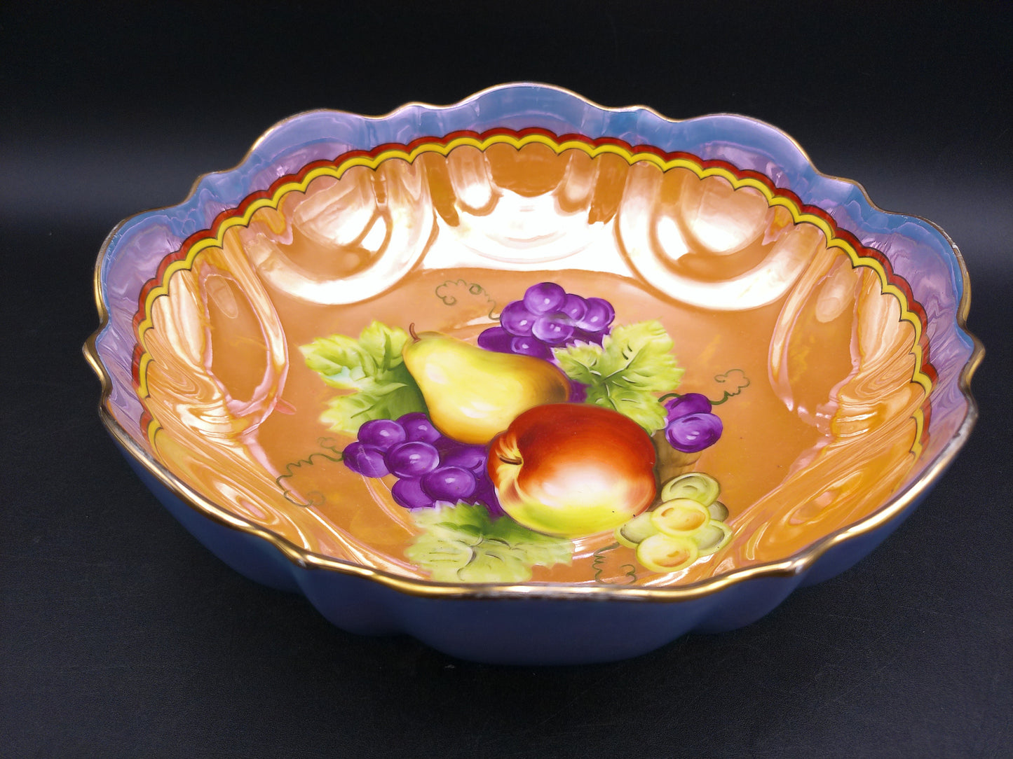 Noritake Pottery Bowl Gold Painted Edges From Japan Beauitful Fruit Design Bowl