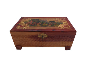 Jewelry cedar chest vintage wood dresser box w/ country cottage print