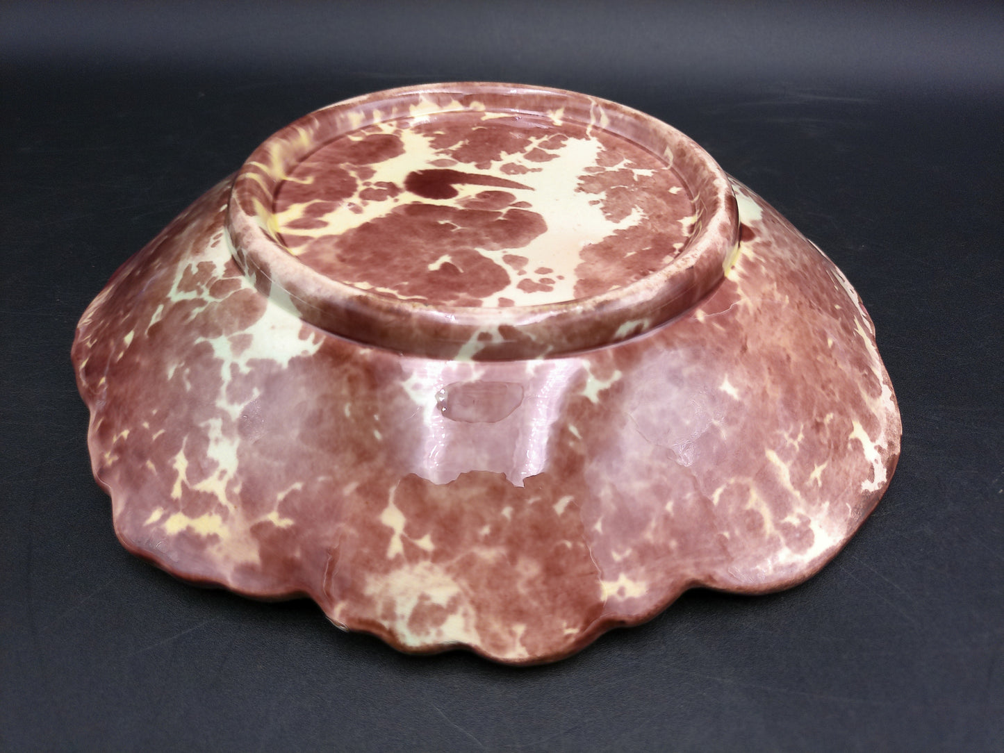Arsenal Pottery Majolica  Maple Leaf Serving Bowl  1880's-1890's