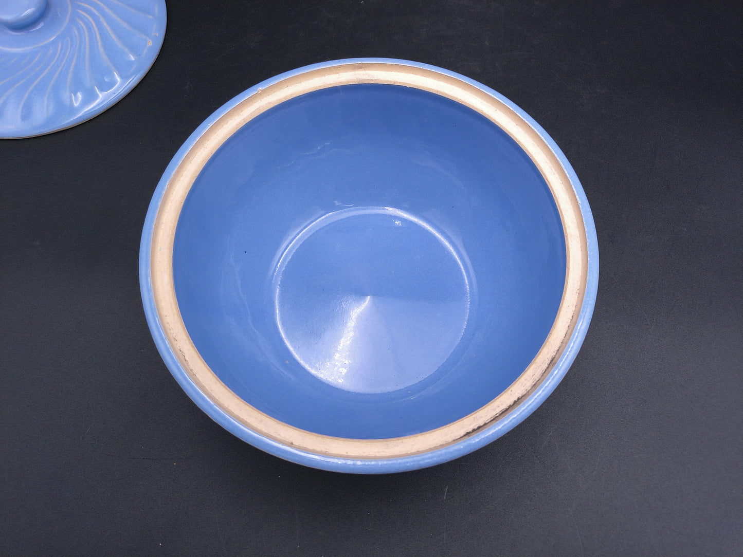 Crock Casserole Baking Dish with Lid Swirl Baby Blue ovenware Made in USA