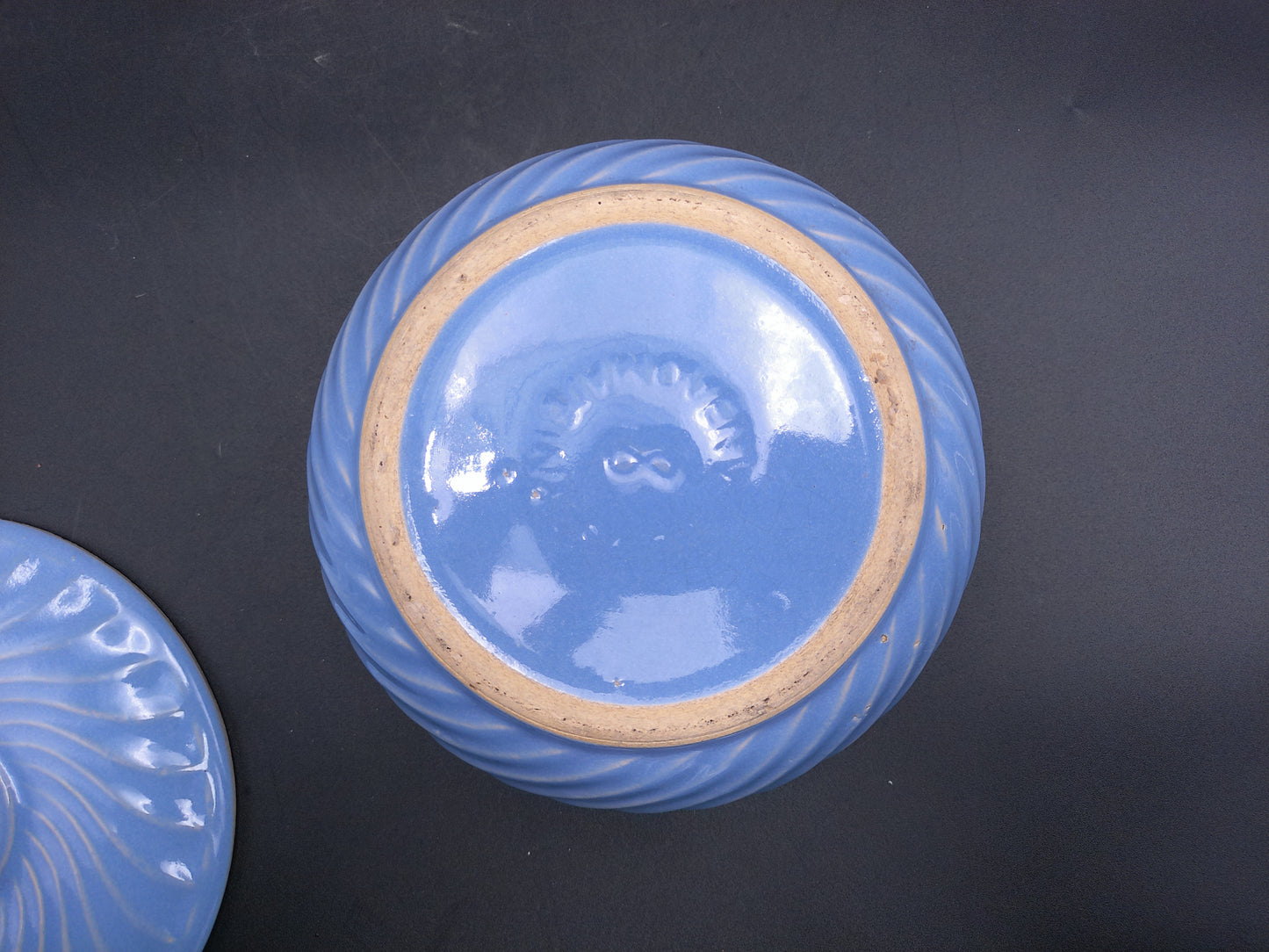 Crock Casserole Baking Dish with Lid Swirl Baby Blue ovenware Made in USA