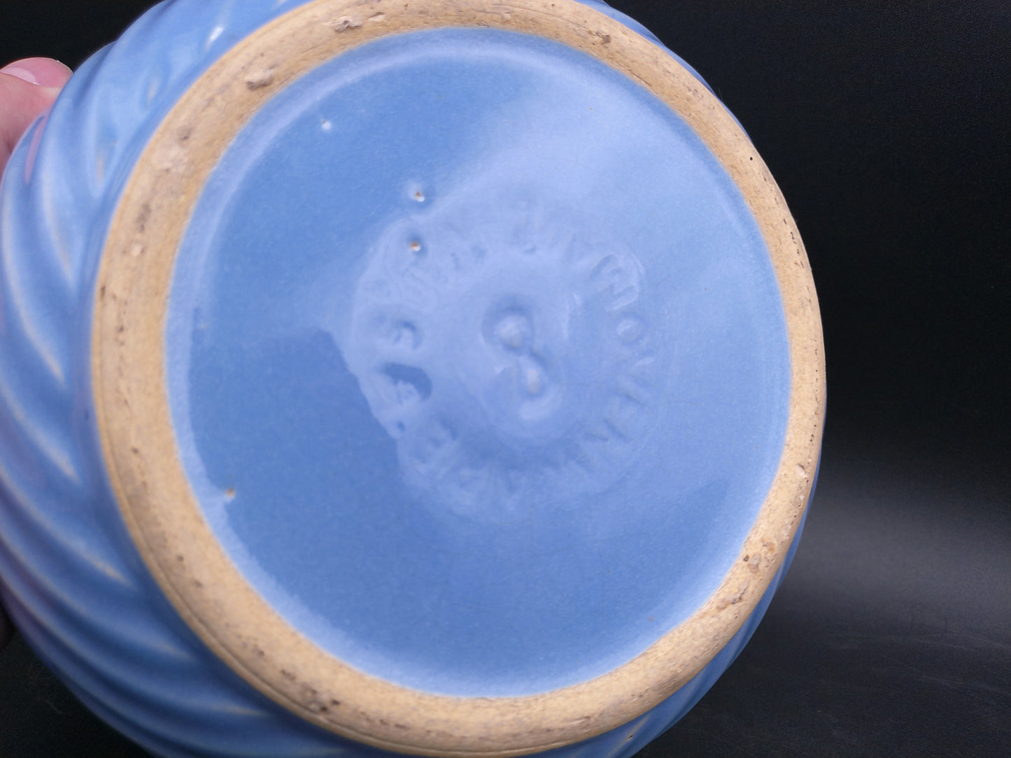Crock Casserole Baking Dish with Lid Swirl Baby Blue ovenware Made in USA