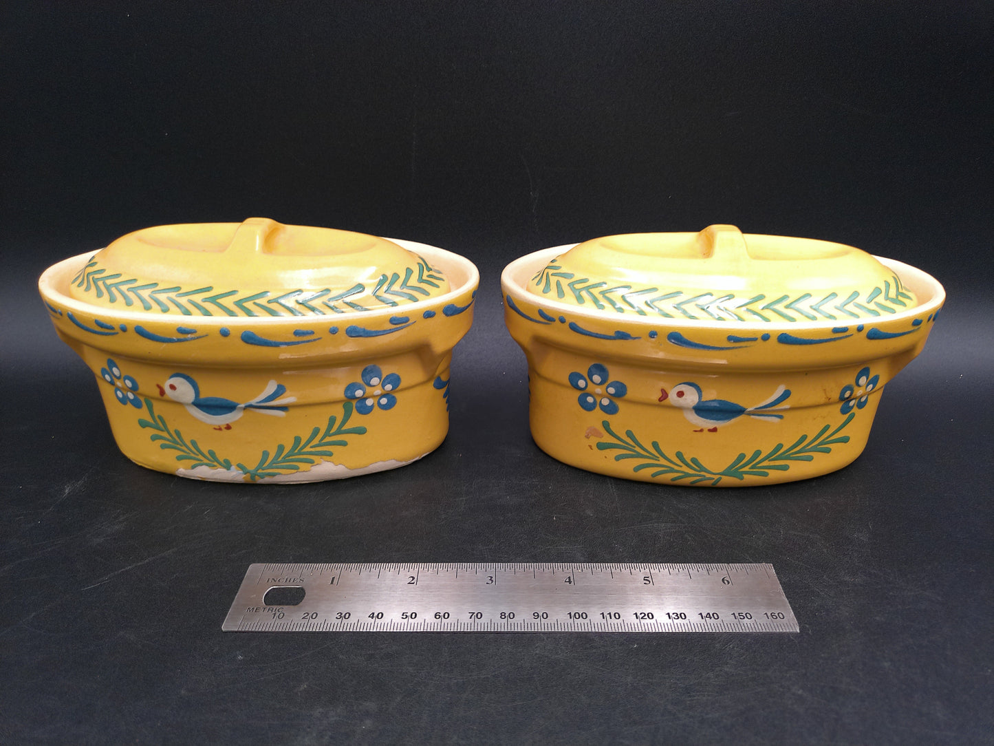 Oval Casserole Dish Set of 2 with Lids Marked on Bottom 00 Vintage
