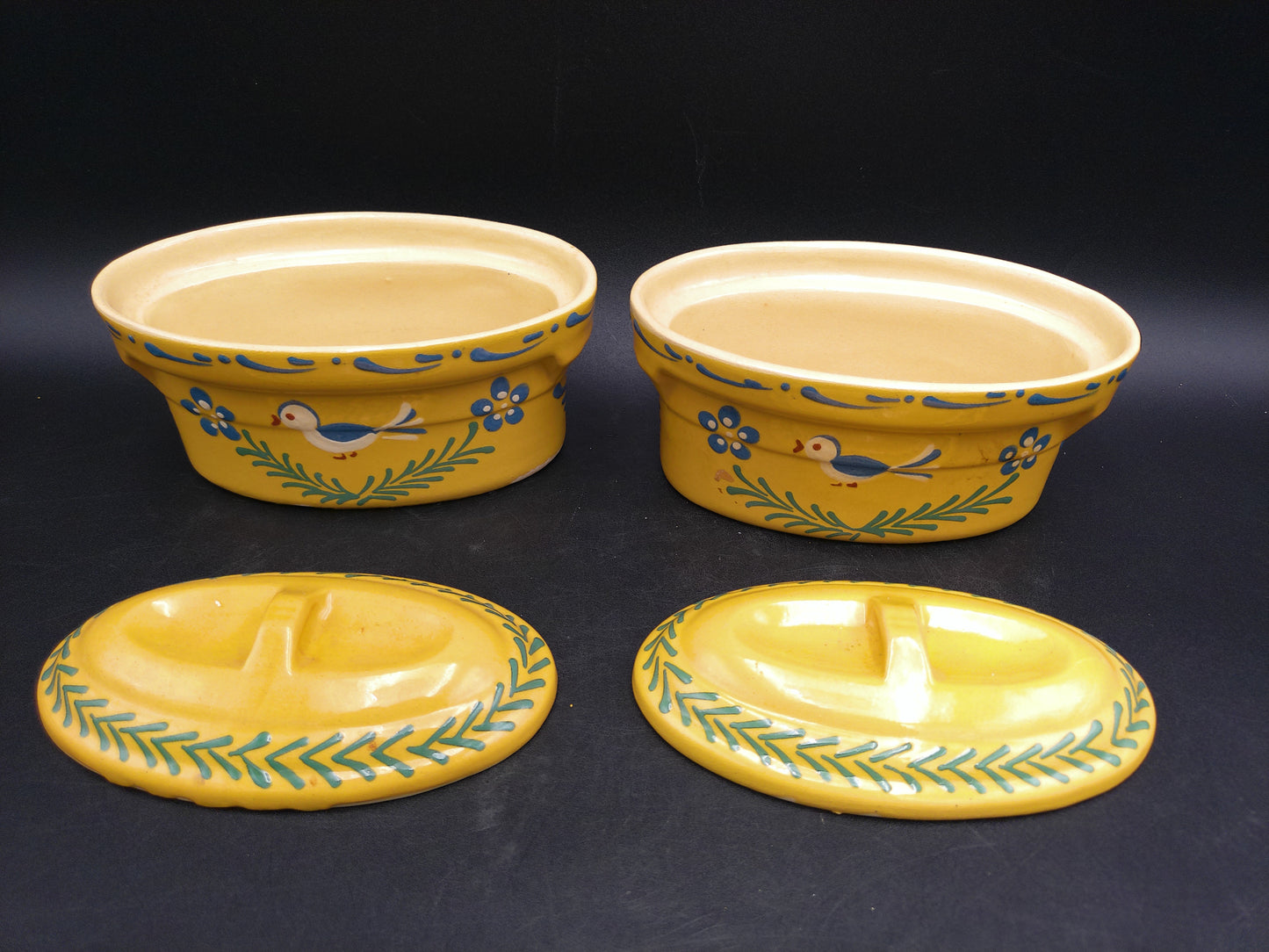 Oval Casserole Dish Set of 2 with Lids Marked on Bottom 00 Vintage