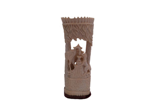 handcrafted bone hand carved Pen stand with hand carved design