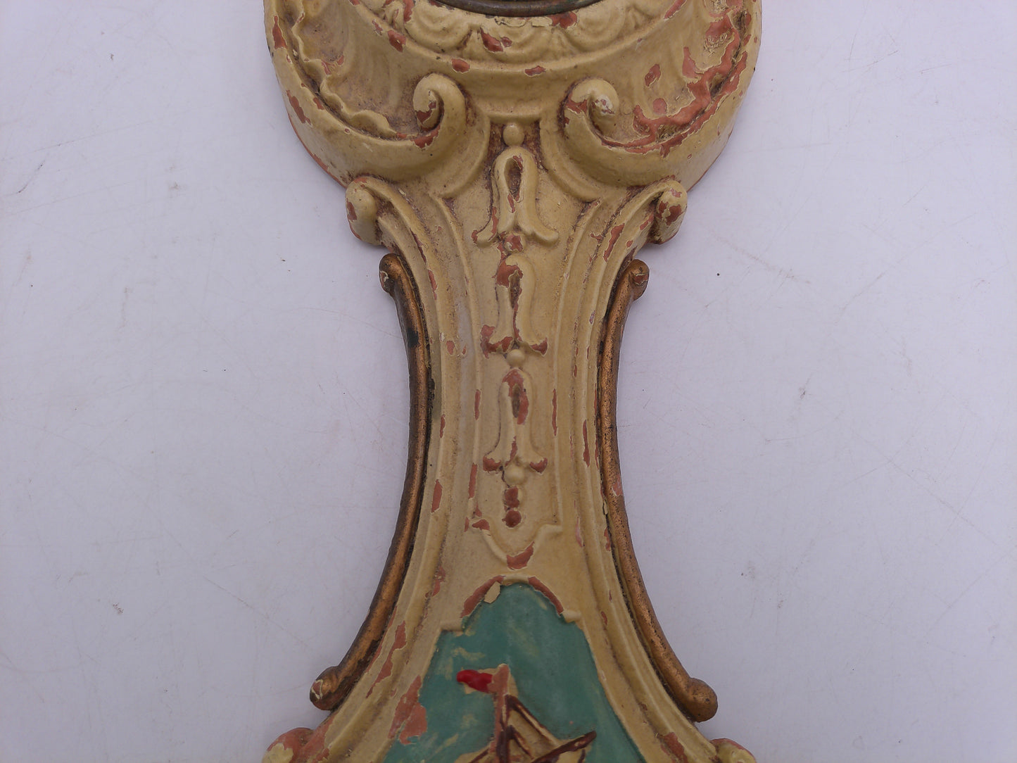 Wall Clock Very old Sail boat Picture on front Wind-up