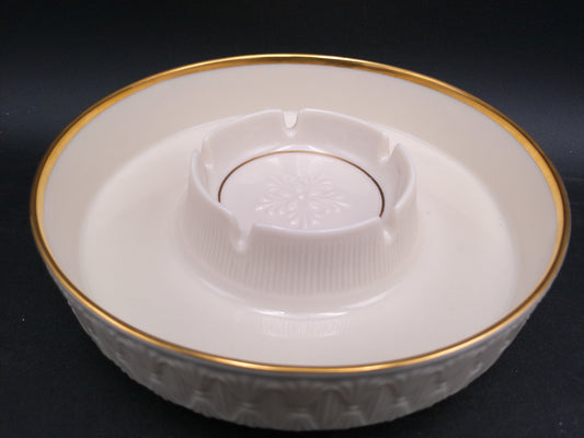 Lenox Round Ashtray with Gold Rim Decorative Design Around the Edge Vintage