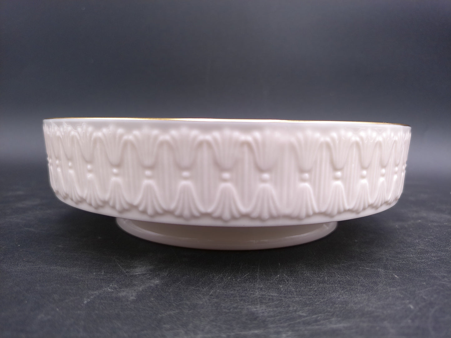 Lenox Round Ashtray with Gold Rim Decorative Design Around the Edge Vintage