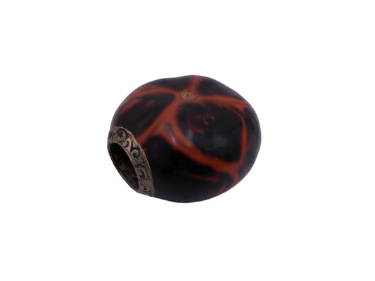 African Hand Craved Gourd with Metal Rim