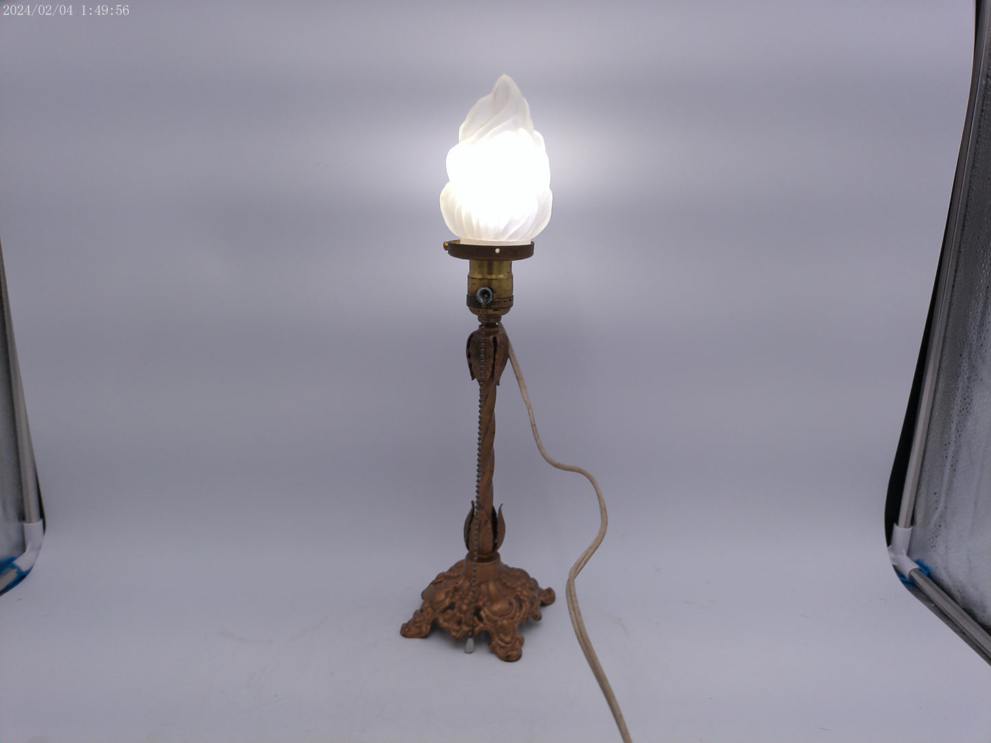 Brass Candle Holder Vintage Table Lamp