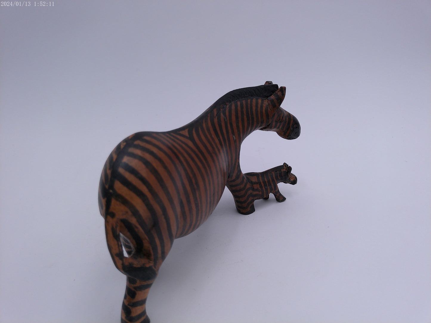 Zebra with Baby Figure Wood vintage mid century artwork