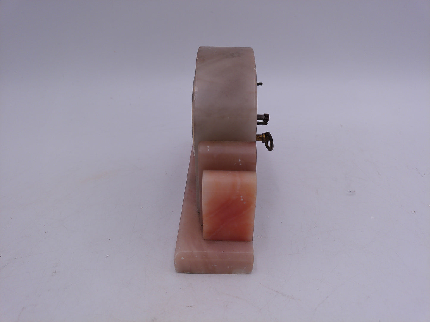 German Alabaster Pink Marble Heartbeat Novelty Desk Shelf Mantel Clock