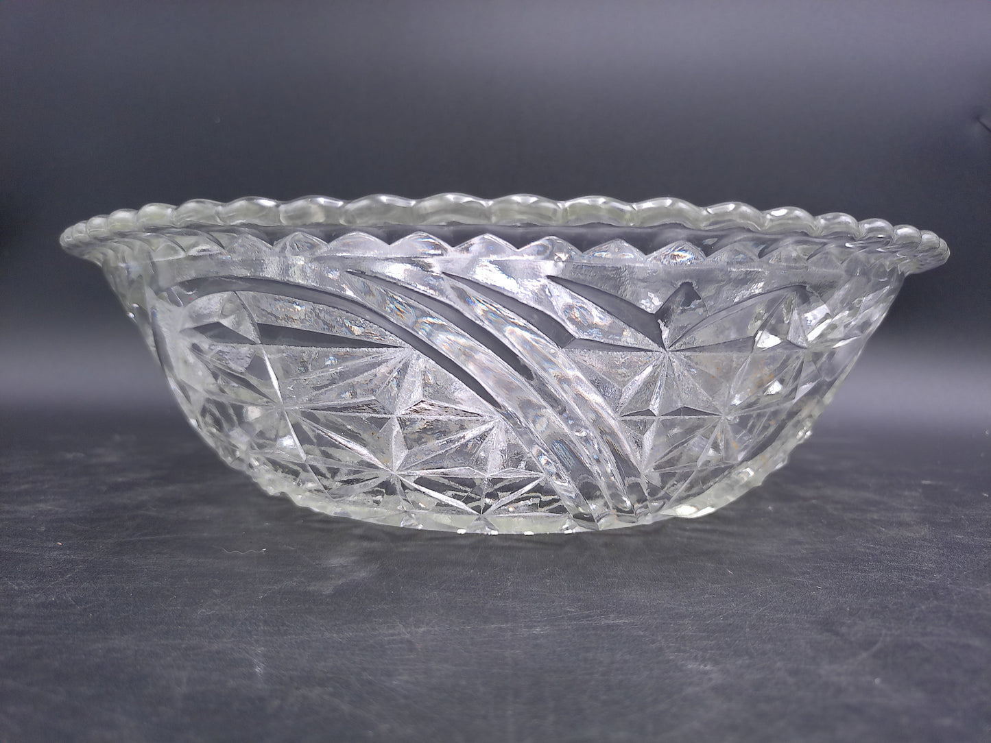 Crystal Cut Glass Serving or Fruit Bowl Vintage