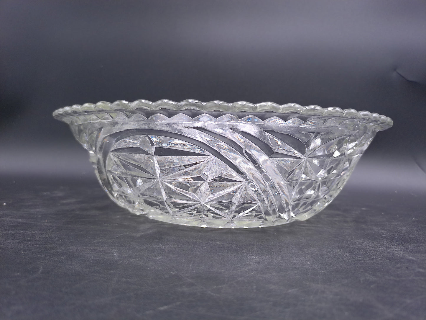 Crystal Cut Glass Serving or Fruit Bowl Vintage