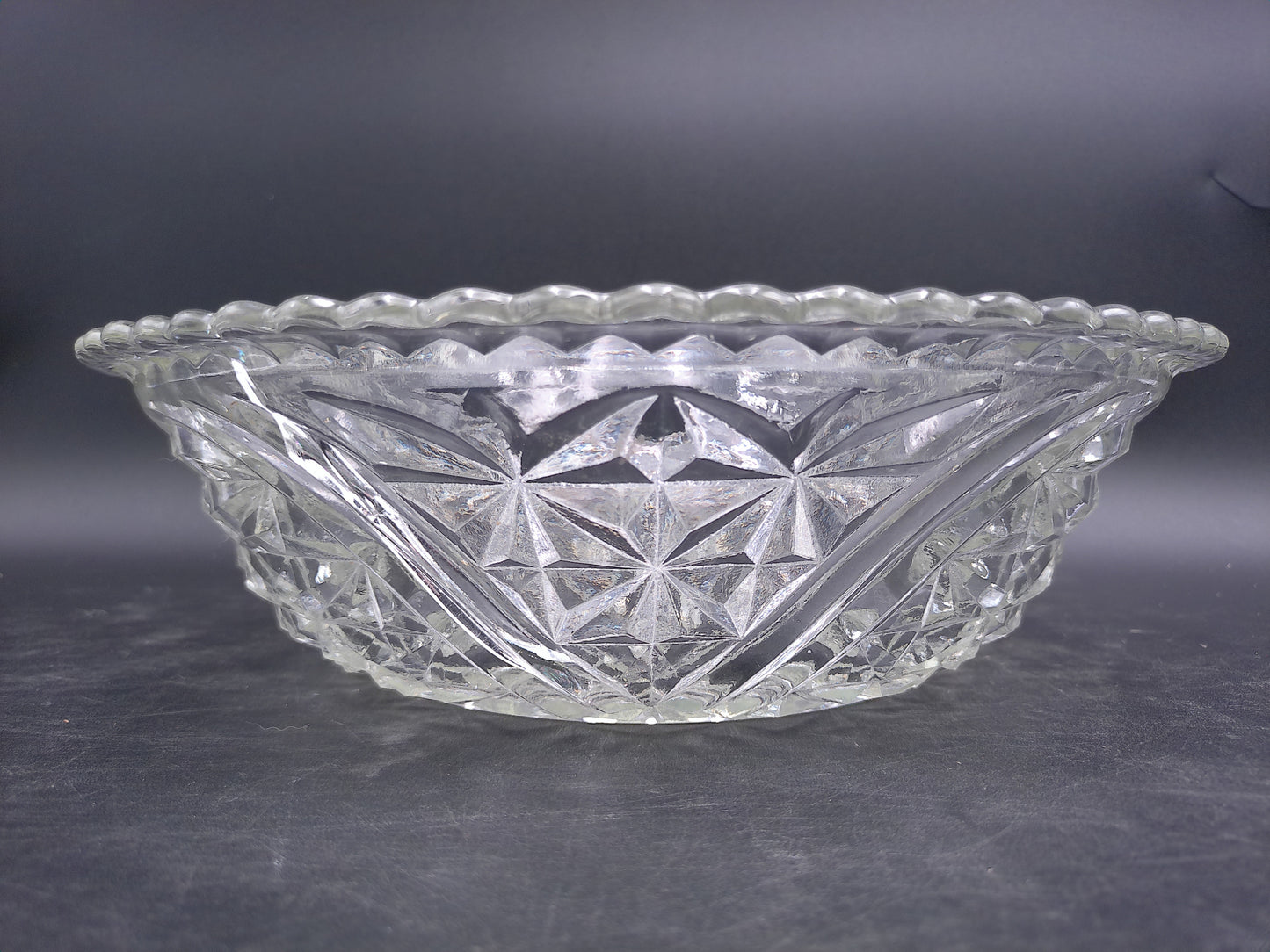 Crystal Cut Glass Serving or Fruit Bowl Vintage