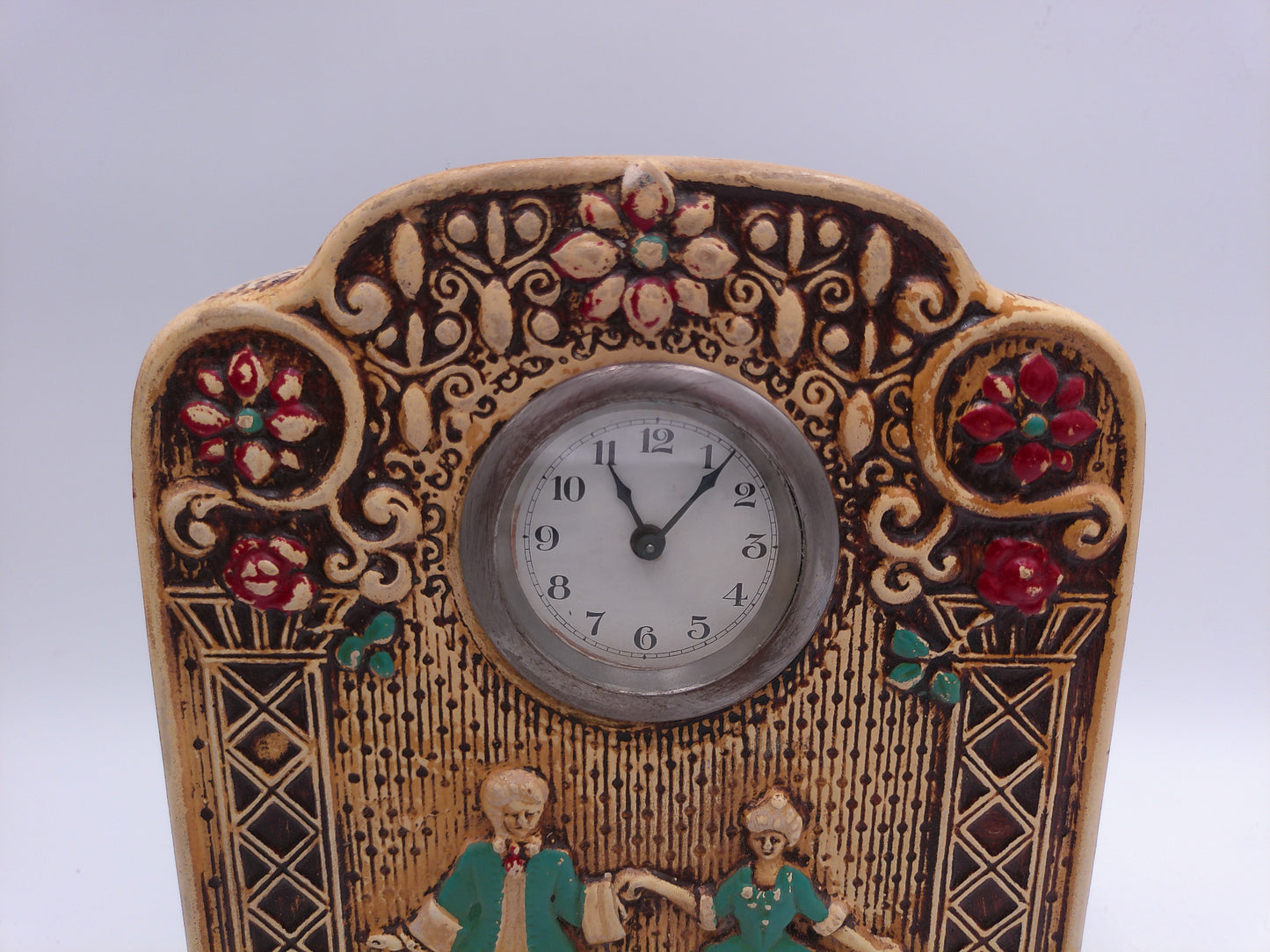 Ceramic Pottery British Mantel Piece Mantel Clock Vintage Works