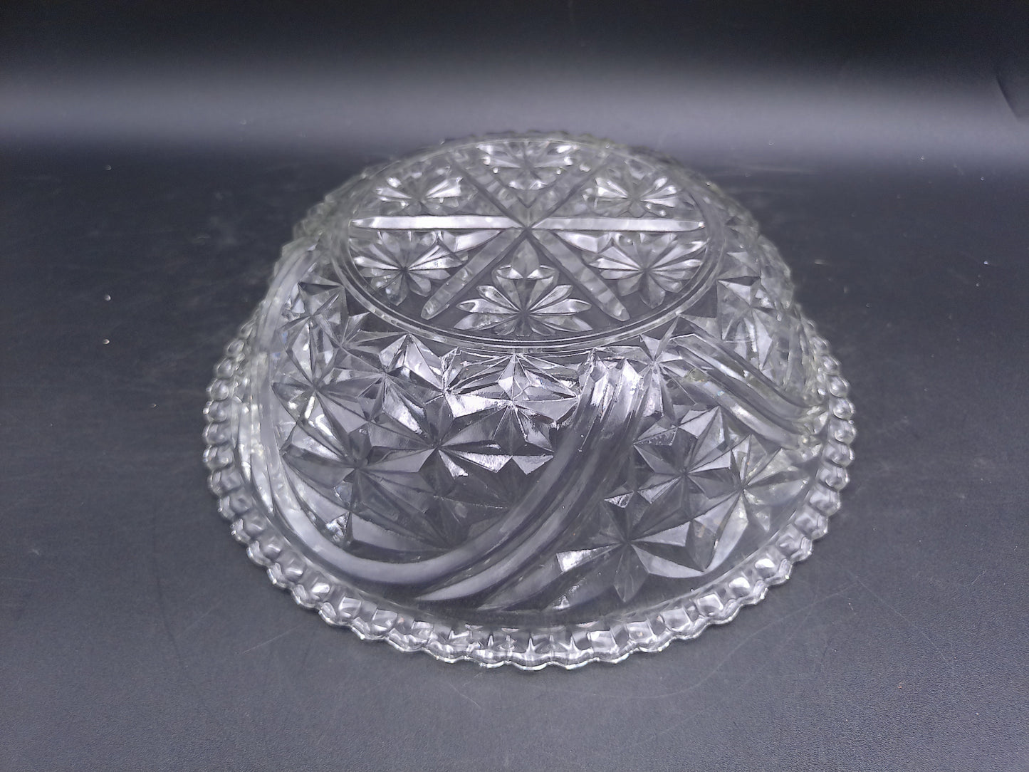 Crystal Cut Glass Serving or Fruit Bowl Vintage