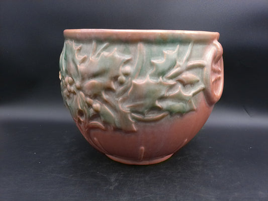 McCoy Extra Large Holly Jardiniere, Planter ,Brown and Green Rare 1930s Flower Pot