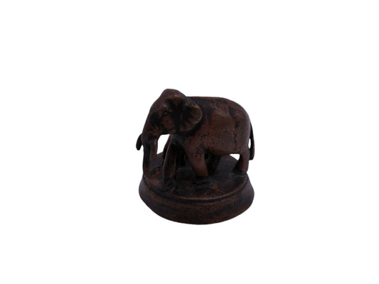 Brass Elephant and Baby Statue