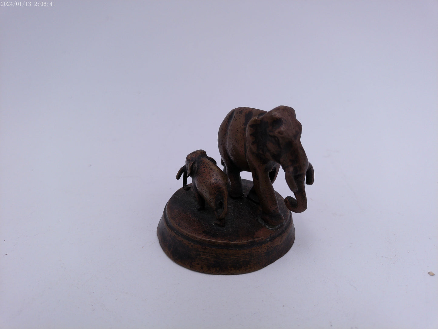 Brass Elephant and Baby Statue