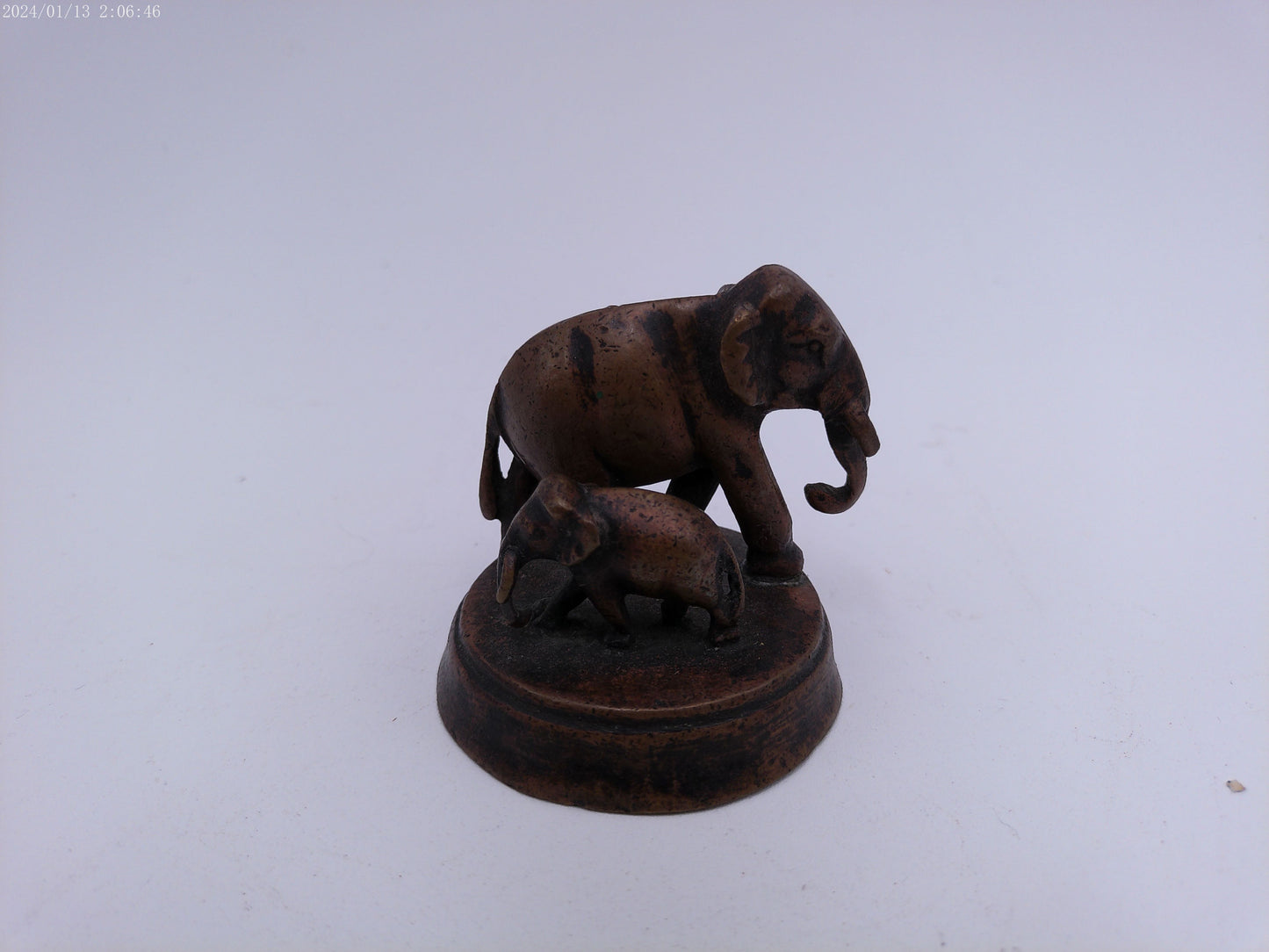 Brass Elephant and Baby Statue