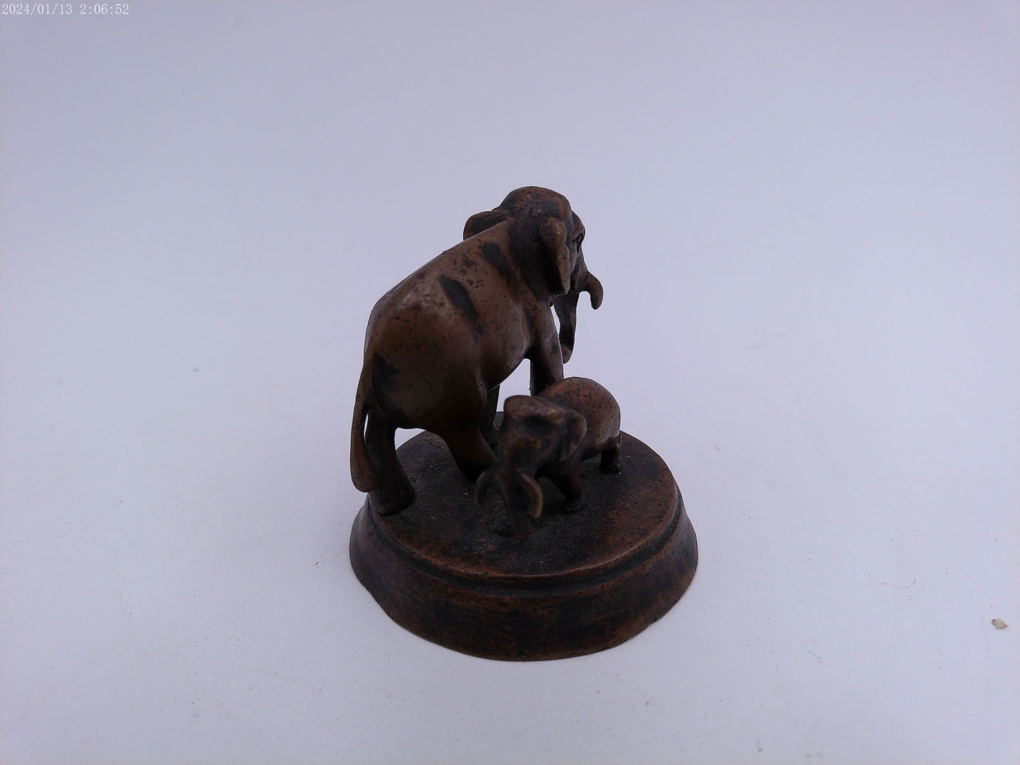 Brass Elephant and Baby Statue