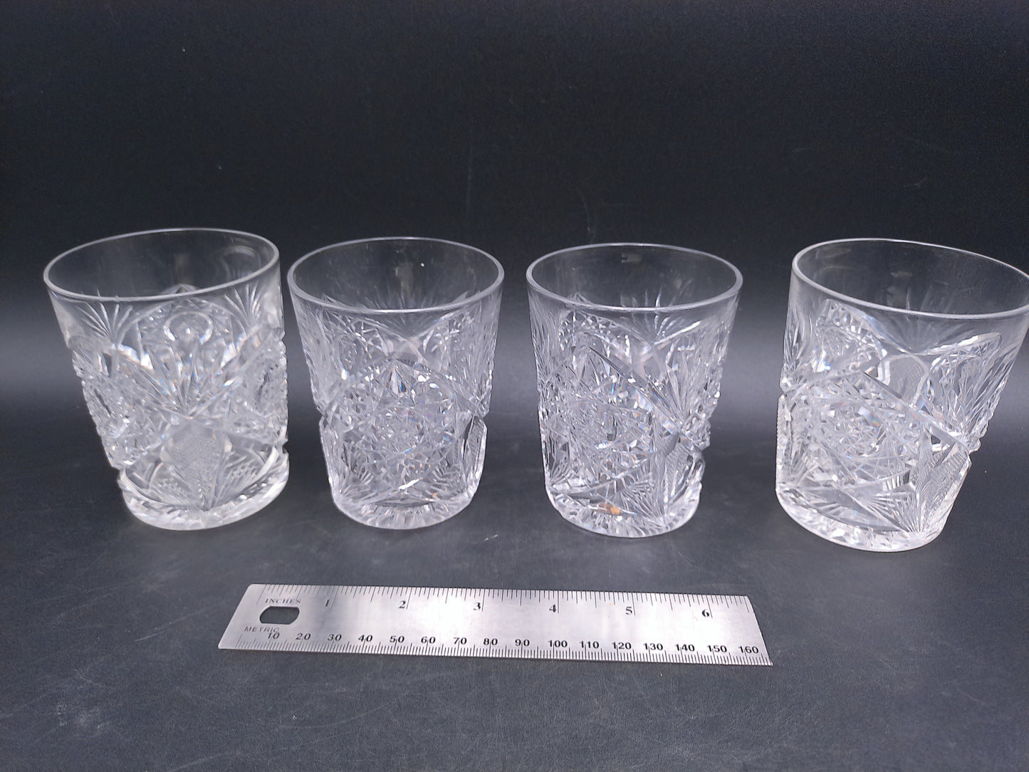 Crystal Cut old Fashion Wiskey Glasses Set of 4 Beautiful