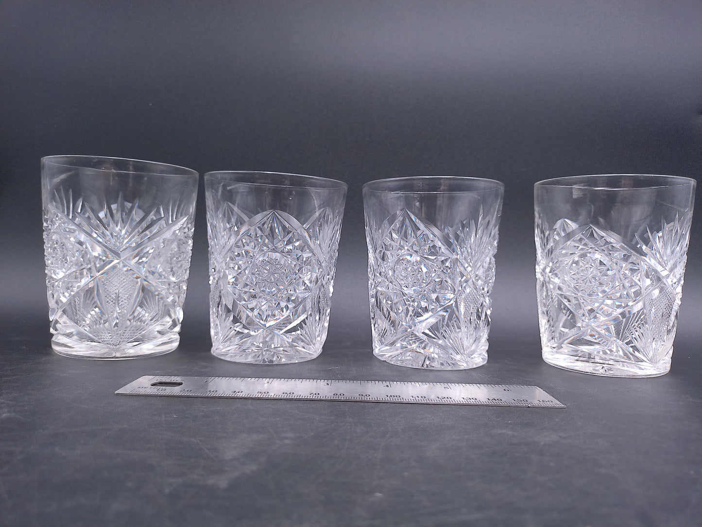 Crystal Cut old Fashion Wiskey Glasses Set of 4 Beautiful