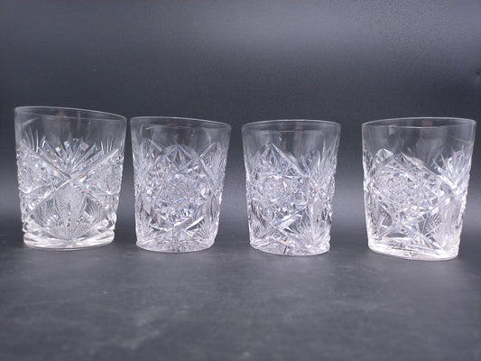 Crystal Cut old Fashion Wiskey Glasses Set of 4 Beautiful