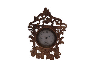 USA Co Cast Iron Gold painted Antique ornate Mantel Clock