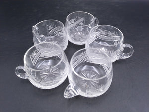 Crystal Cut Punch Drink Glasses Set of 5 Vintage
