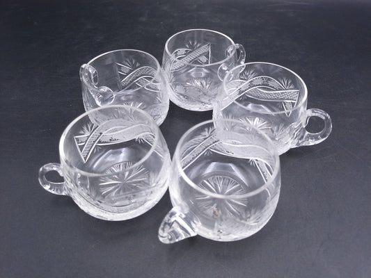 Crystal Cut Punch Drink Glasses Set of 5 Vintage