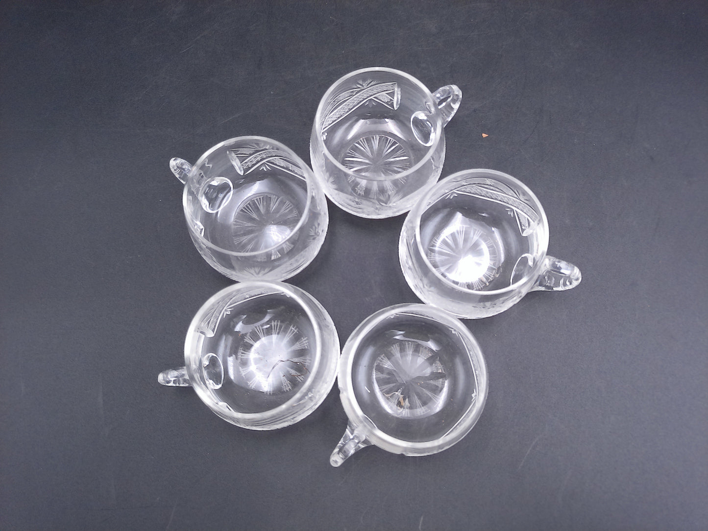 Crystal Cut Punch Drink Glasses Set of 5 Vintage