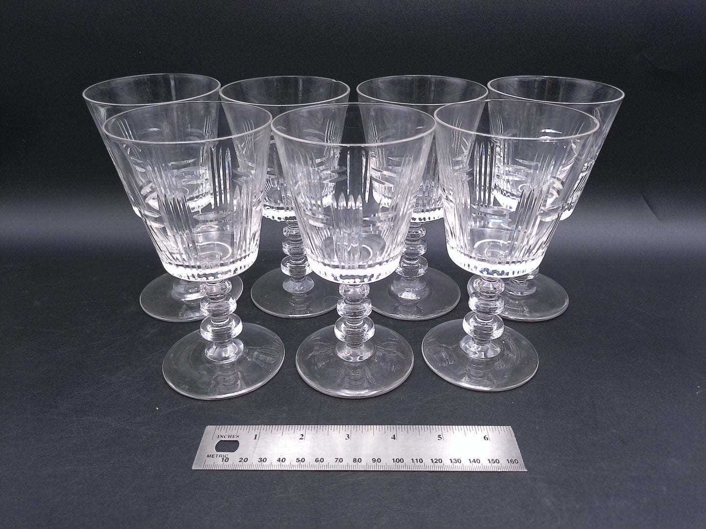 Crystal Cut Glasses Water Goblets from the 1950s Set of 6