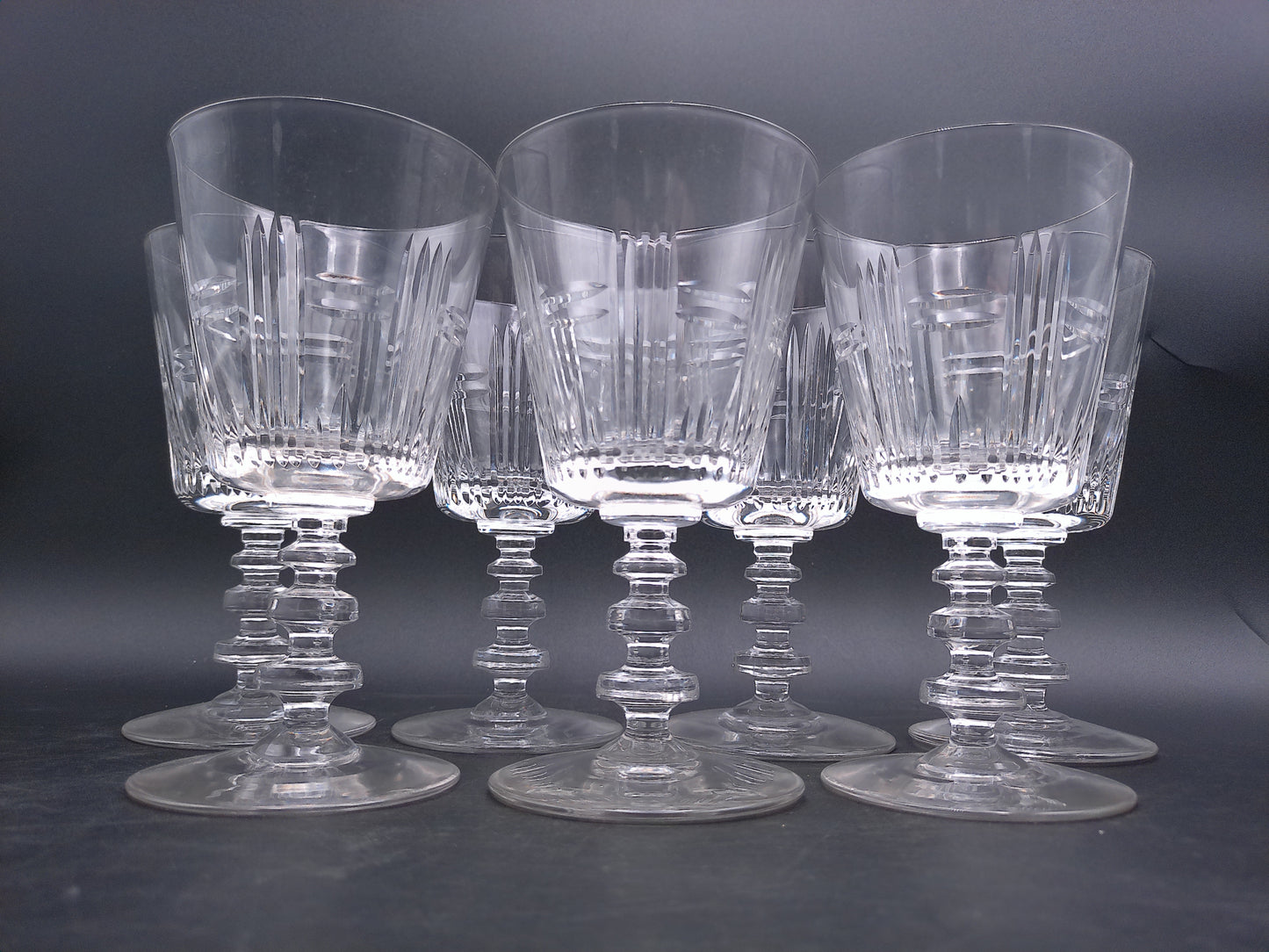 Crystal Cut Glasses Water Goblets from the 1950s Set of 6