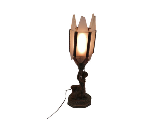 Super Rare Antique Female Art Deco Table Lamp Sculpture