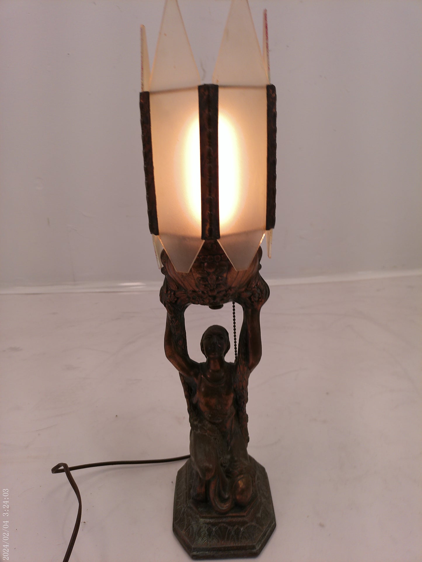 Super Rare Antique Female Art Deco Table Lamp Sculpture