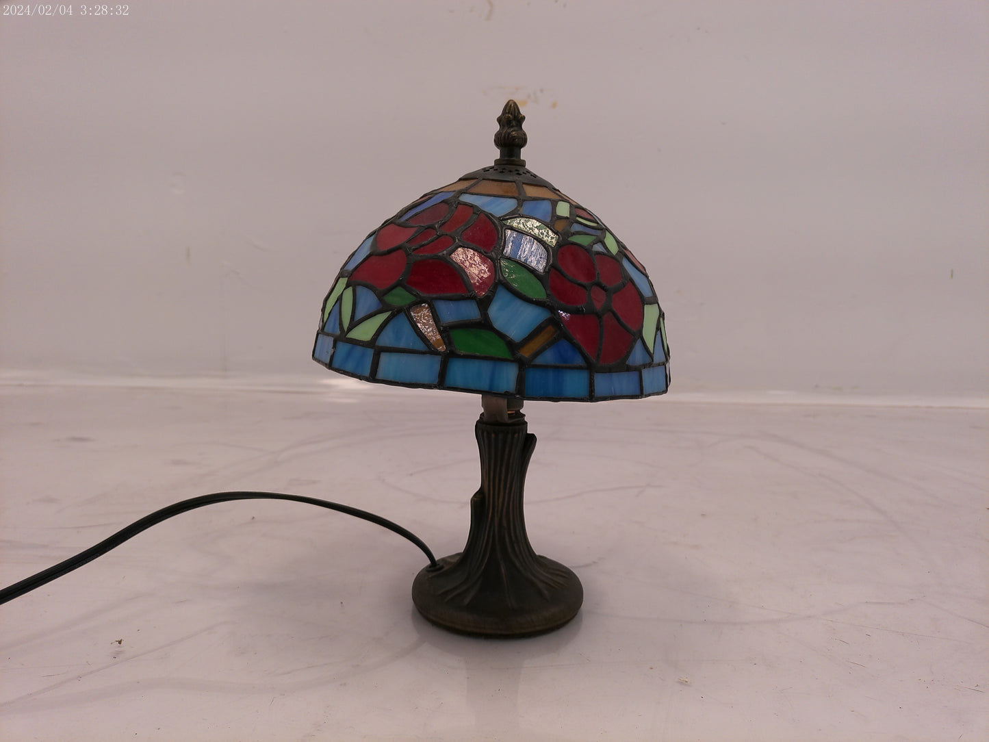 Flowered Stain Glass Antique Lamp