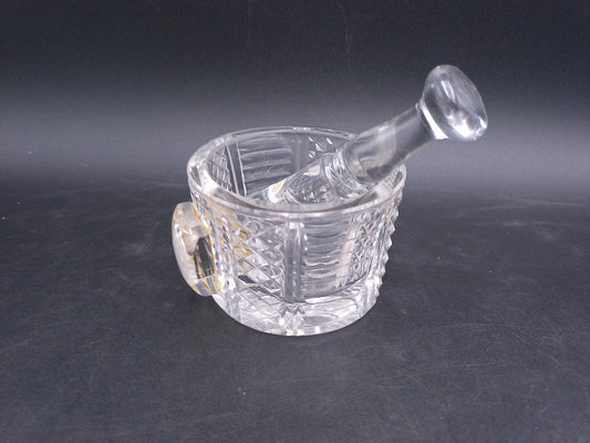Lead Crystal Glass Mortar and Pestle with Nude Art Figures Rare Vintage