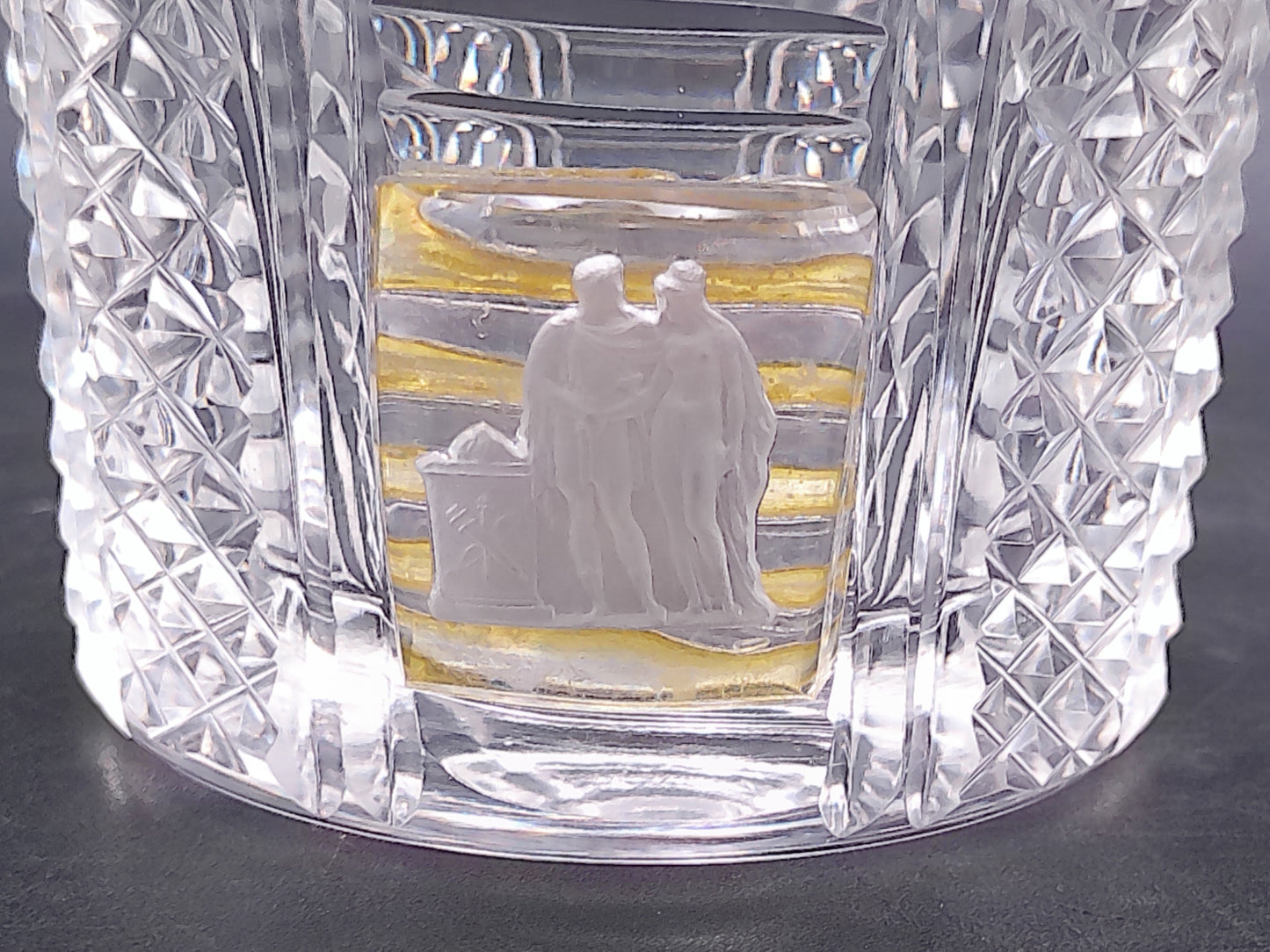 Lead Crystal Glass Mortar and Pestle with Nude Art Figures Rare Vintage