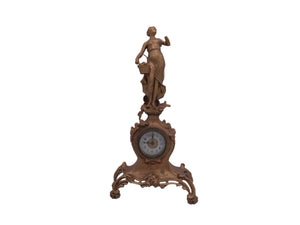 Benedict Cherub Metal Mantle Clock Cast Iron gold painted Vintage