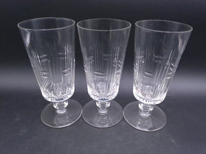 Glass Wafer Stem Water Goblet Set of 3 Beautiful Design Vintage