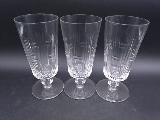 Glass Wafer Stem Water Goblet Set of 3 Beautiful Design Vintage