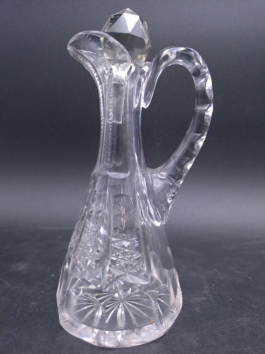 Glass Cruet Small Pitcher With Stopper Oil & Vinegar Dispenser Vintage