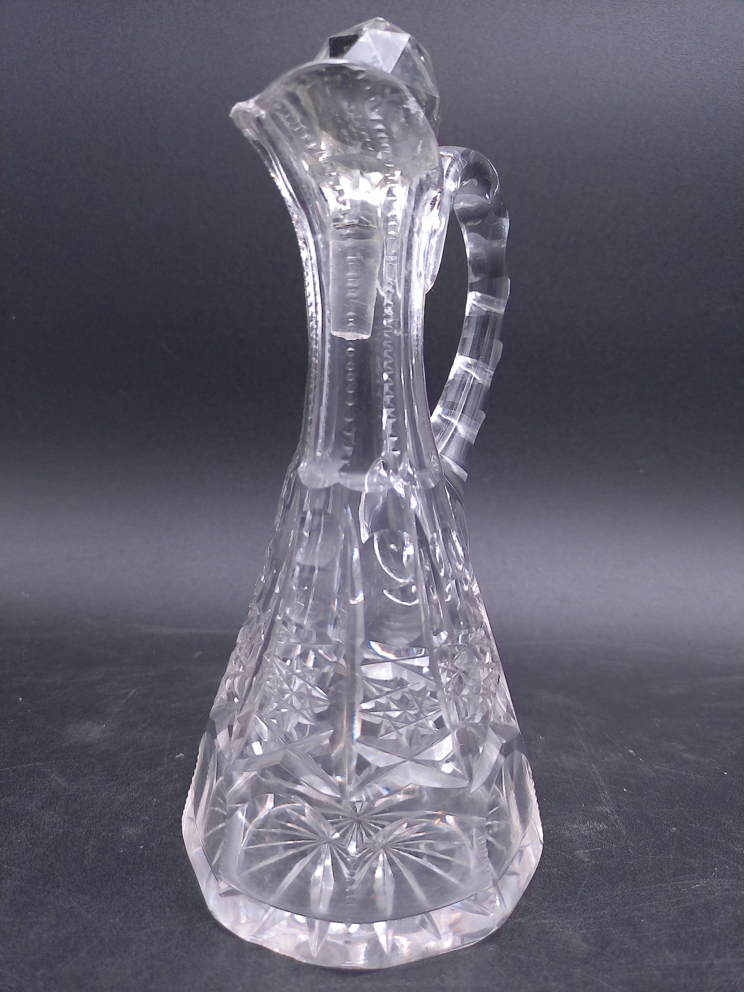 Glass Cruet Small Pitcher With Stopper Oil & Vinegar Dispenser Vintage