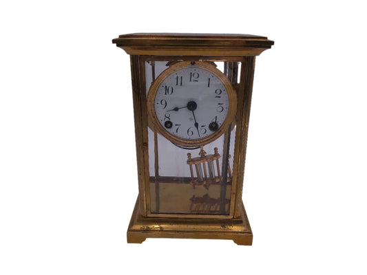 Ansonia Clock  Crystal Regulator Brass Mantle Clock Vintage #1
