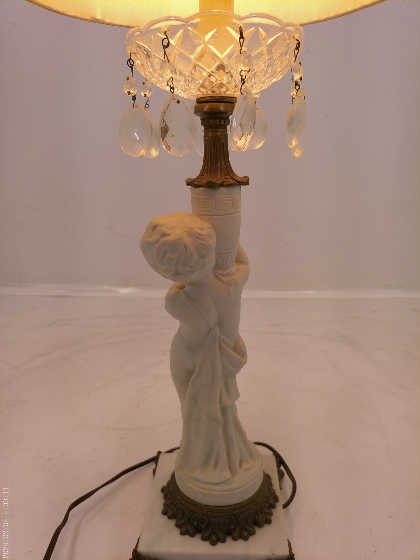 Large Vintage Lamp with Female figurine