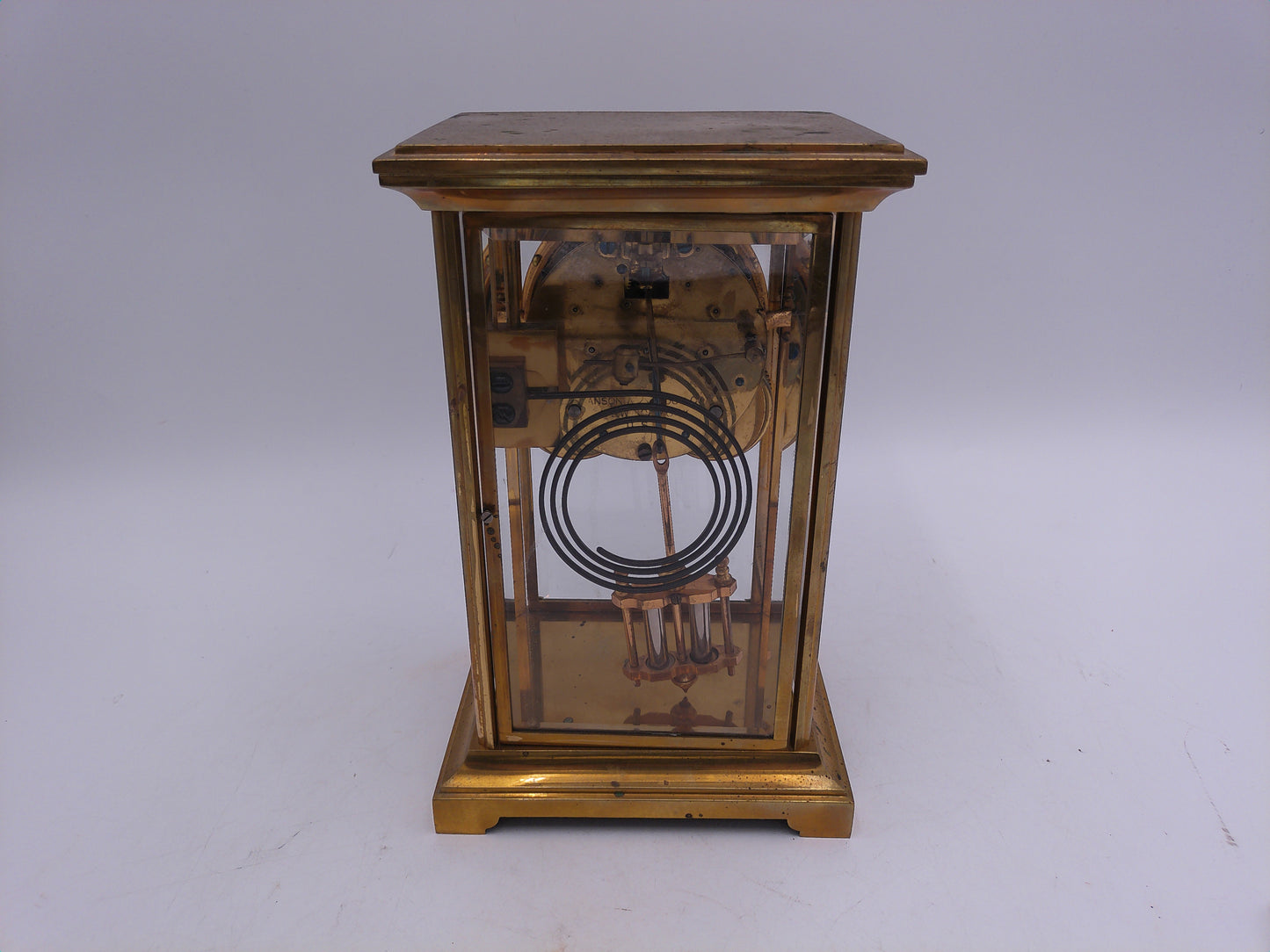 Ansonia Clock  Crystal Regulator Brass Mantle Clock Vintage #1