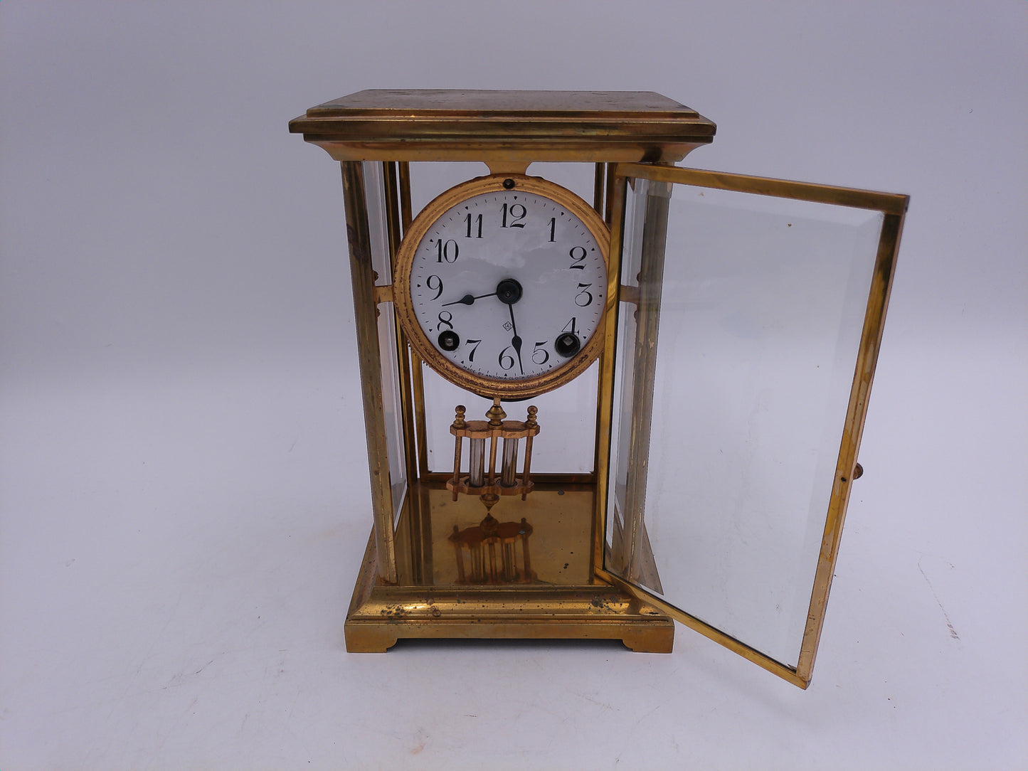 Ansonia Clock  Crystal Regulator Brass Mantle Clock Vintage #1