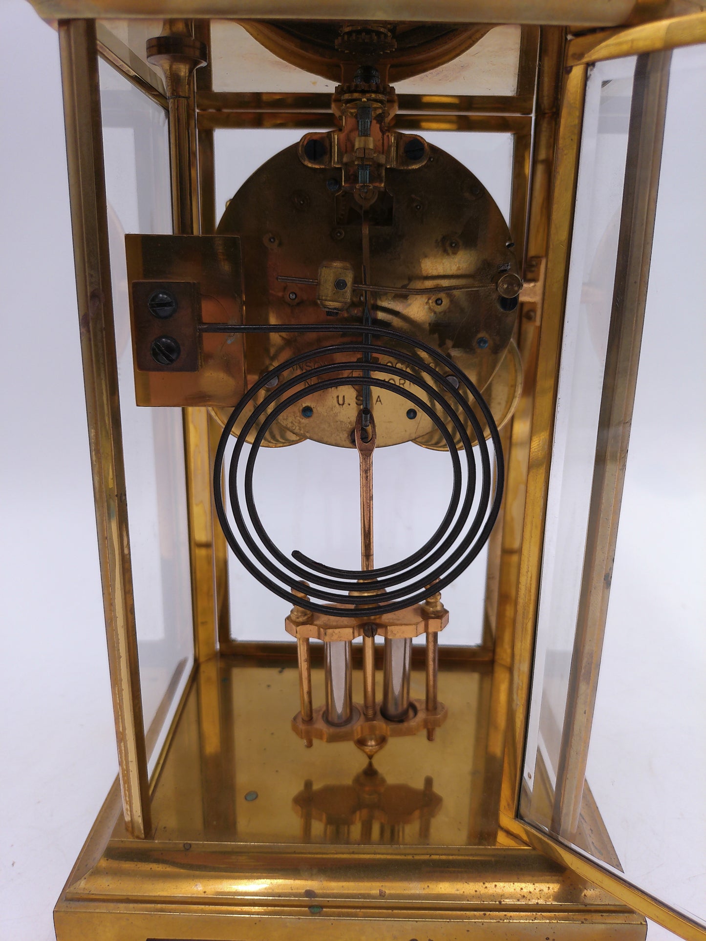 Ansonia Clock  Crystal Regulator Brass Mantle Clock Vintage #1